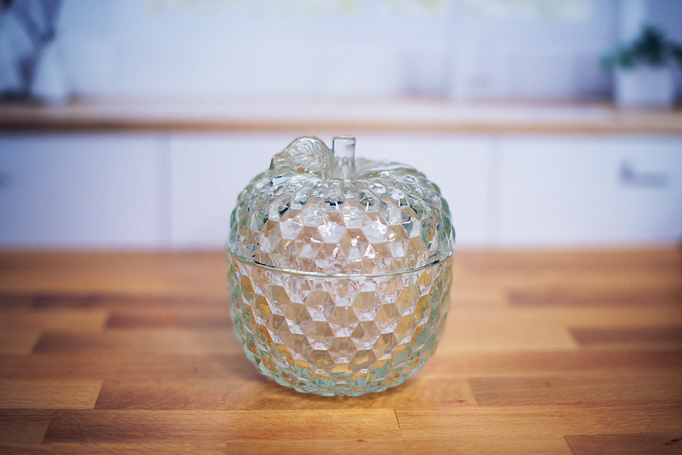 diamond-cut glass apple