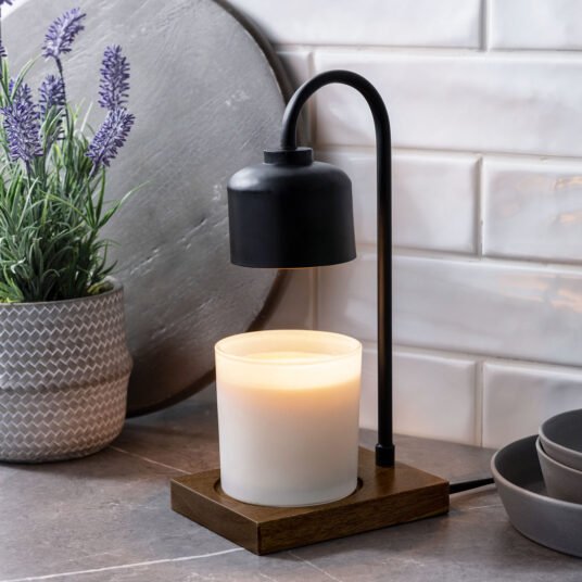 Black & Wood Arched Candle Warmer Lamp - Wicks Or Wax (WOW)Black & Wood Arched Candle Warmer Lamp